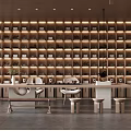 Modern Wine and Tobacco Store Interior With Illuminated Shelves And Product Displays