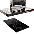 Modern Kitchen Cabinets Featuring Stainless Steel Range Hood And Black Induction Cooktop 3d model