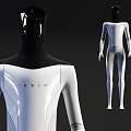 Tesla Intelligent Humanoid Robot With White Body And Black Head Front Back Views