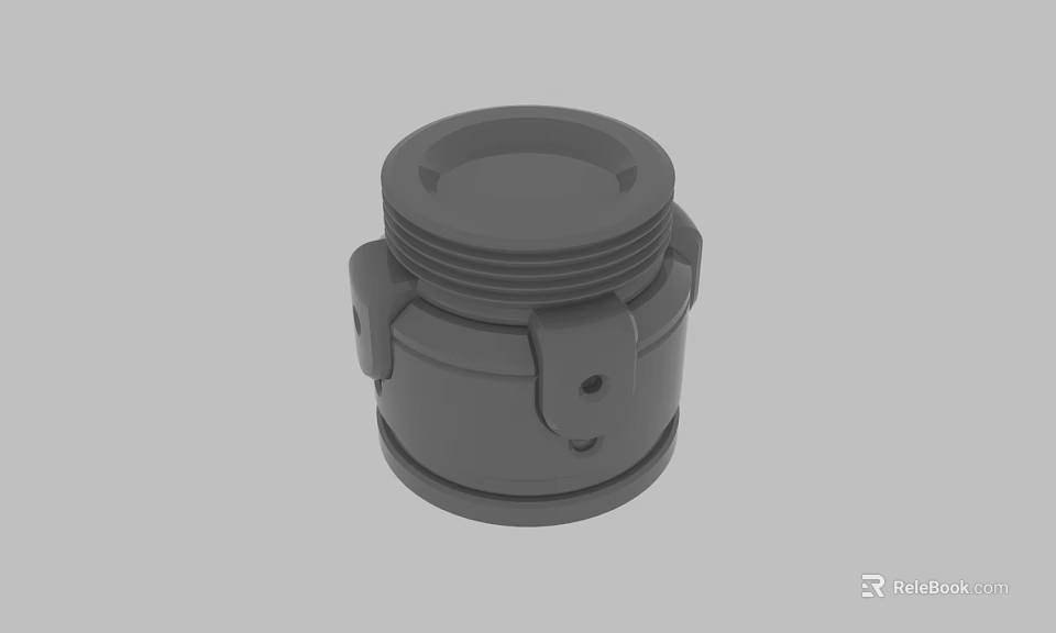 3D Model of Gray Cylindrical Mechanical Part With Clip Fasteners 3d model 