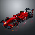 Red Formula Race Car With Aerodynamic Body Black Rear Wing And Sporty Wheels