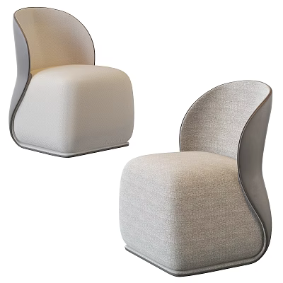 Modern Accent Chair With Curved Back Linen Fabric And Neutral Beige Upholstery 3d model