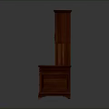 Traditional Wooden Writing Desk With Glass Door Hutch And Lower Storage Drawers