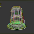 Sci-Fi Landscape With Glowing Green Metal Container And Yellow Black Stripes