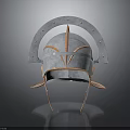 Ancient Roman Weapon Helmet with Metal Construction Copper Accents Riveted Design and Cheek Guards