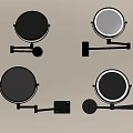 Round Wall Mounted Mirrors With Adjustable Metal Arms And Various Finishes
