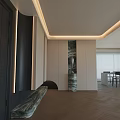 Modern Foyer Hallway Interior With Marble Column White Cabinets And Light Strips