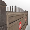 Industrial Entry Gate With Stop And No Entry Signs Striped Barrier And Spikes