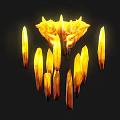 Glowing Yellow Crystal Cluster With Sharp Luminous Spikes And Bright Edges