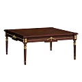 Classic Wooden Coffee Table With Gold Accents And Ornate Legs Design