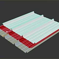 Layered Corrugated Metal Panels With Silver Red And Gray Layers For Building