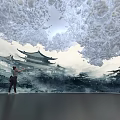 Cloud Like Misty Art Installation With Traditional Eastern Pavilion And Immersive Human Interaction