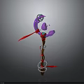 Enchanted Magic Staff With Purple Gems Red Ribbons And Silver Rings