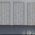 Modern Three Swing Doors With Metal Frame And Geometric Pattern Design 3d model