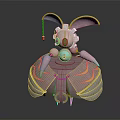 Pink Rabbit Eared Character With Golden Decorations And Gem Sphere Creature Design 3d model