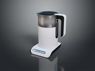 Modern Household Electric Kettle With White Body Stainless Steel Top And Digital Display Base 3d model