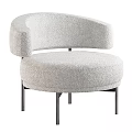 Fluffy Single Sofa With Curved Armrest And Metal Legs Modern Design