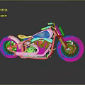Light Blue Custom Motorcycle With Brown Seat Copper Exhaust Chrome Details And Black Wheels