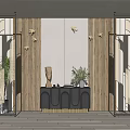 Modern Side Cabinet Metal Partition Background Wall End View Platform Combination 3d model