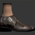 Men's Brown Leather Dress Shoes With Classic Slip On Design And Metal Buckle
