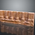 Sandstone Scene Component With Carved Columns And Intricate Architectural Details