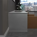 Modern White TV Stand Design With Decorative Items Storage Shelves And Wall Mounted TV