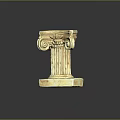 Ancient Classical Column Ornament With Volute Capital Fluted Shaft And Square Base 3d model