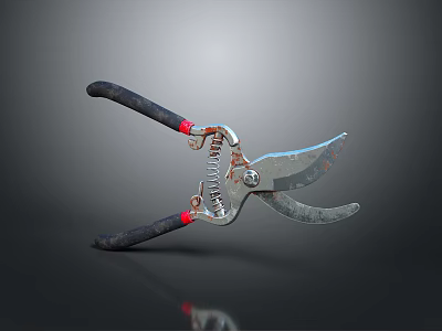 High Quality Sharp Metal Pruning Shears With Black Red Handles Garden Cutting Tool 3d model
