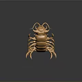 Golden Centipede Game and Movie Character with Detailed Armor and Sharp Legs