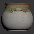 Decorative Ceramic Vase With Two Handles White Pink Green Gradient Speckled Surface 3d model