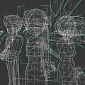 Low Poly Game and Movie Characters With Different Hair Colors Wearing Uniforms
