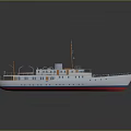 Vintage White Orange Red Cruise Ship With Deck Mast And Chimney Design