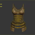 Ornate Metal Torso Armor Featuring Intricate Carved Patterns And Decorative Details