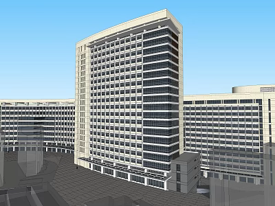 Modern Multi Story Building Exterior With Glass Windows And Urban Design 3d model
