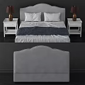 Modern Double Bed With White Nightstands Table Lamps Bench And Soft Bedding 3d model
