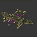 Military Style Green Camouflage Model Airplane With Four Propellers Wing Insignia And Floats