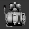 High Performance Metal Engine With Cooling Fins And 1501 M Branding Detailed Mechanical Structure Design