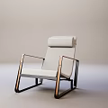 Modern Minimalist Single Seater Sofa With Light Fabric And Metal Frame Design
