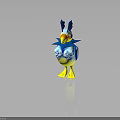 Colorful Cartoon Bird Character With Blue Head Crest Yellow Beak And Yellow Feet
