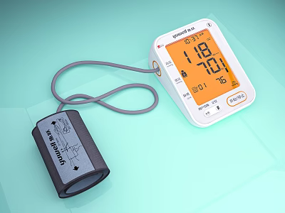 Automatic Wrist Blood Pressure Monitor With Digital Display For Medical Measurement 3d model
