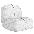 Light Gray Fabric Upholstered Single Sofa with Modern Minimalist Rounded Shape and Comfortable Backrest 3d model