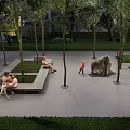 Tranquil Residential Landscape With Lush Trees Green Lawns Benches And Walkways