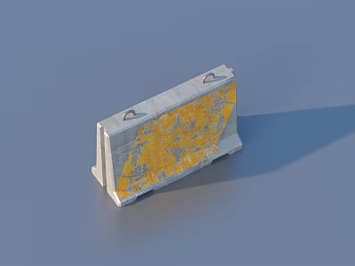 Gray Durable Household Storage Box With Yellow Stained Surface And Handle Grip 3d model