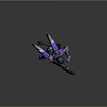 Futuristic Female Game Movie Character In Purple Black Mechanical Armor Crouching Sci Fi Pose