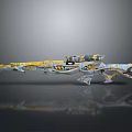 Abstract Futuristic Weapon Design With Colorful Patterns And Reflective Base
