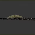 Natural Ground With Mossy Rock Small Plants Soil And Pebbles