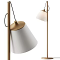 Modern Wooden Floor Lamp With White Fabric Shade For Home Living Room Decor