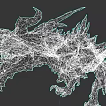Mythical Black Reptile Dragon Featuring Red Eyes Open Mouth Spikes And Horns