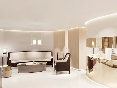 Modern Hair Beauty Salon Interior With Comfortable Seating Mirrors Soft Lighting And Styling Stations 3d model