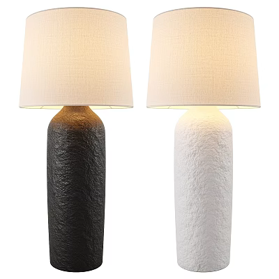 Modern Textured Table Lamps Black And White Bodies With Light Colored Shades For Home Decor 3d model